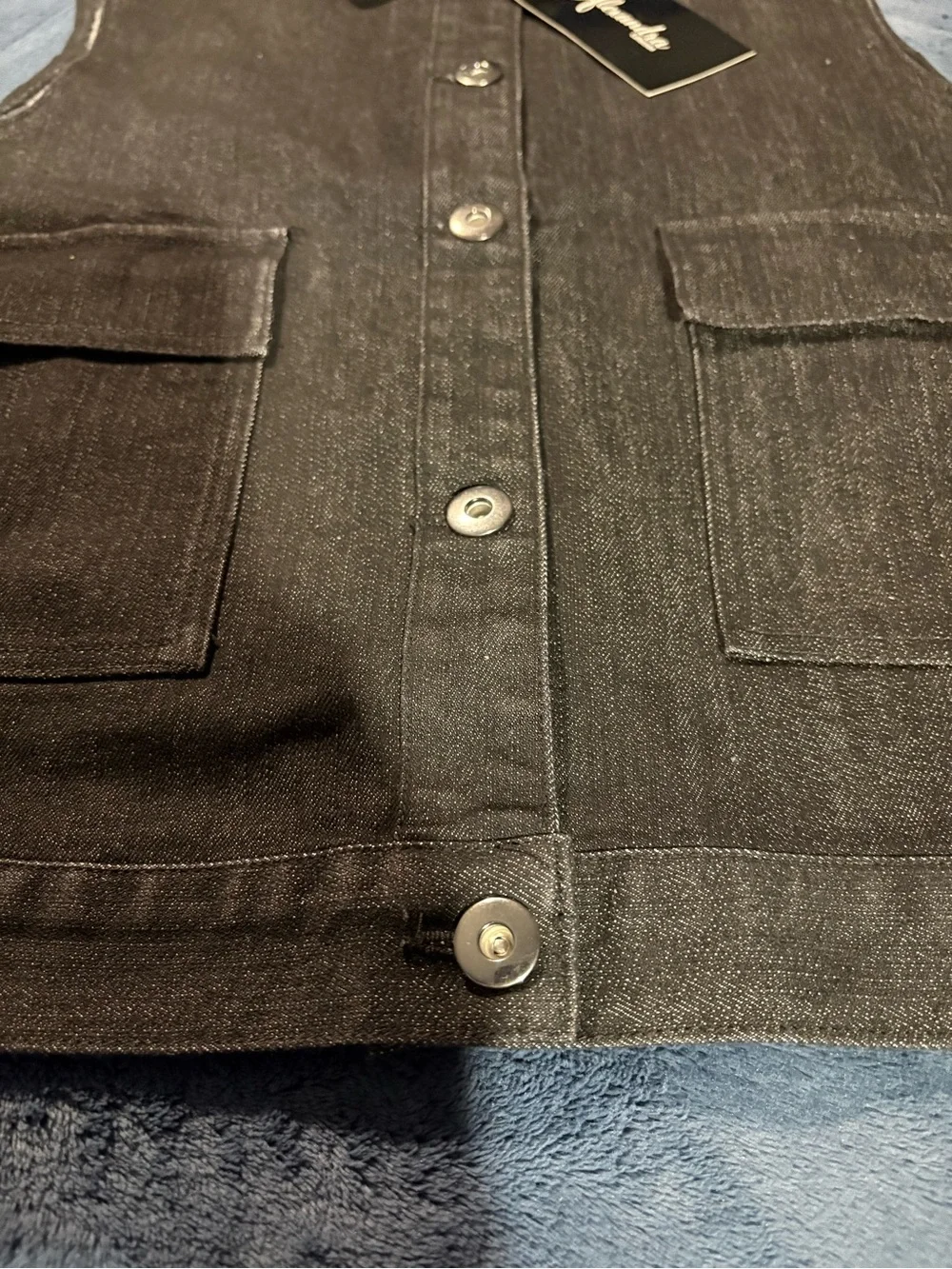 NWT Alexandra Studios Black Denim Button-Up Costume Dance Vest